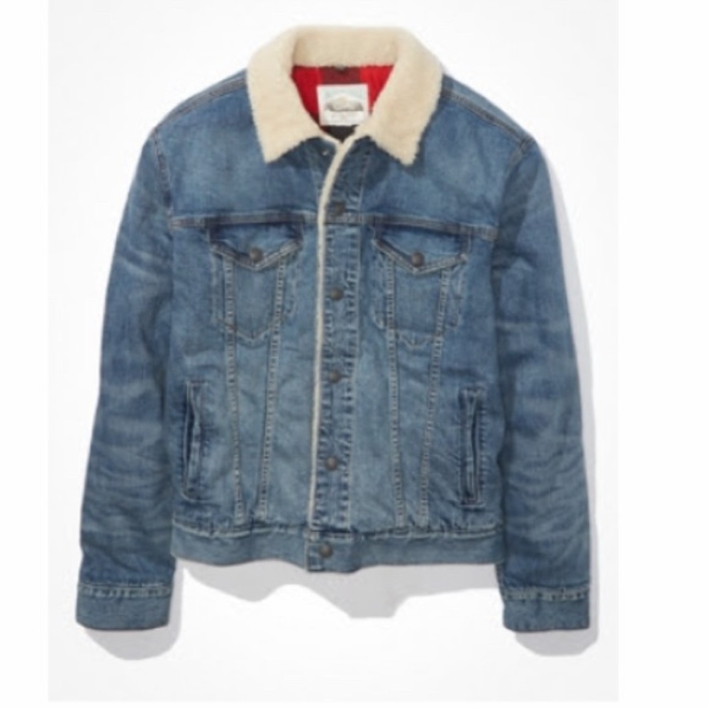 American Eagle Denim Sherpa Jacket